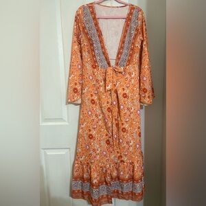 Orange Floral Women's Dress